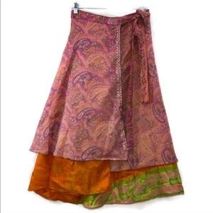 Earthbound Boho Wrap-Over Midi Skirt one size EUC